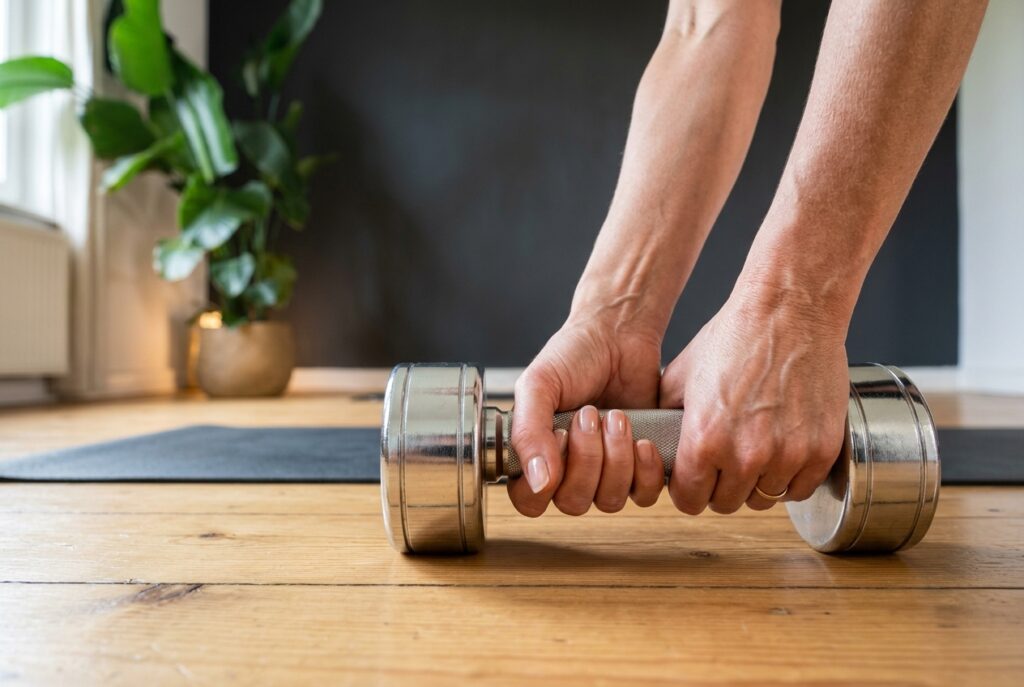 Frauenhände greifen eine Kurzhantel — Symbol für Krafttraining ab 40 im Wellness Atelier Hermle, Groß Molzahn bei Ratzeburg und Lübeck