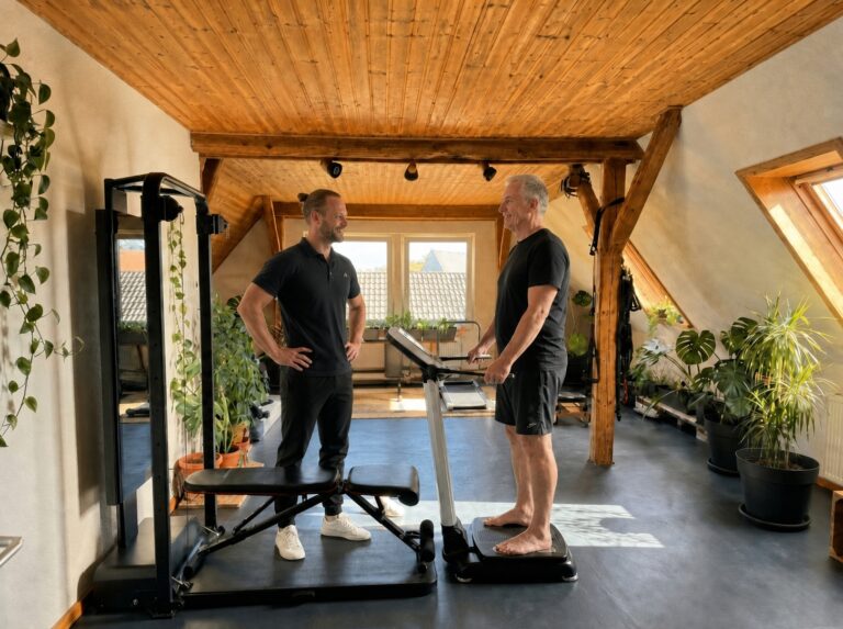 InBody-Körperanalyse im Wellness Atelier: Tim Hermle mit einem Kunden am Messgerät (Symbolbild, KI-generiert)