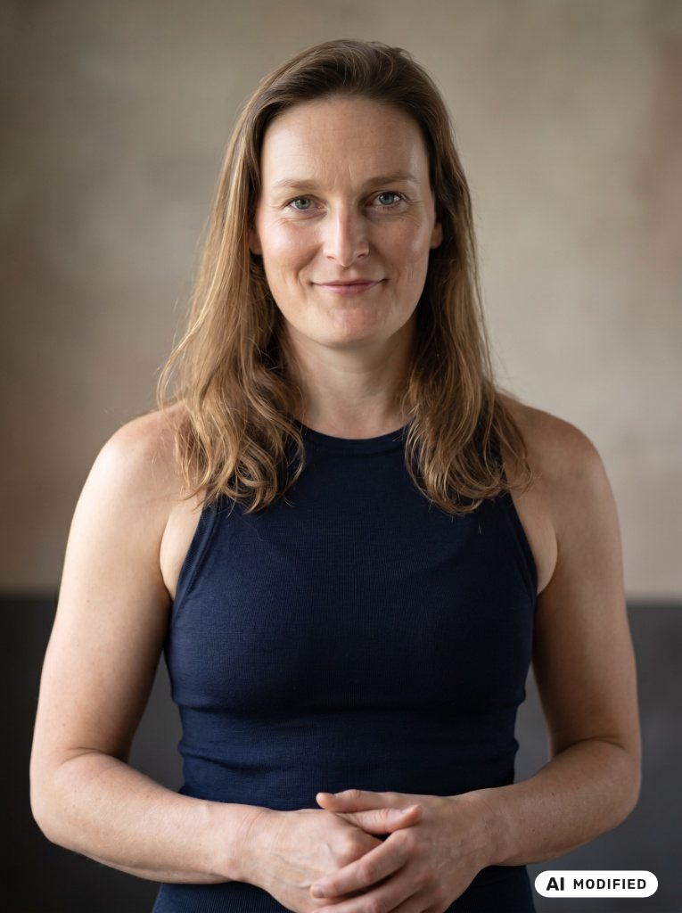 Porträt von Hanna Hermle, Physiotherapeutin im Wellness Atelier Hermle. Das Foto wurde mit KI bearbeitet.